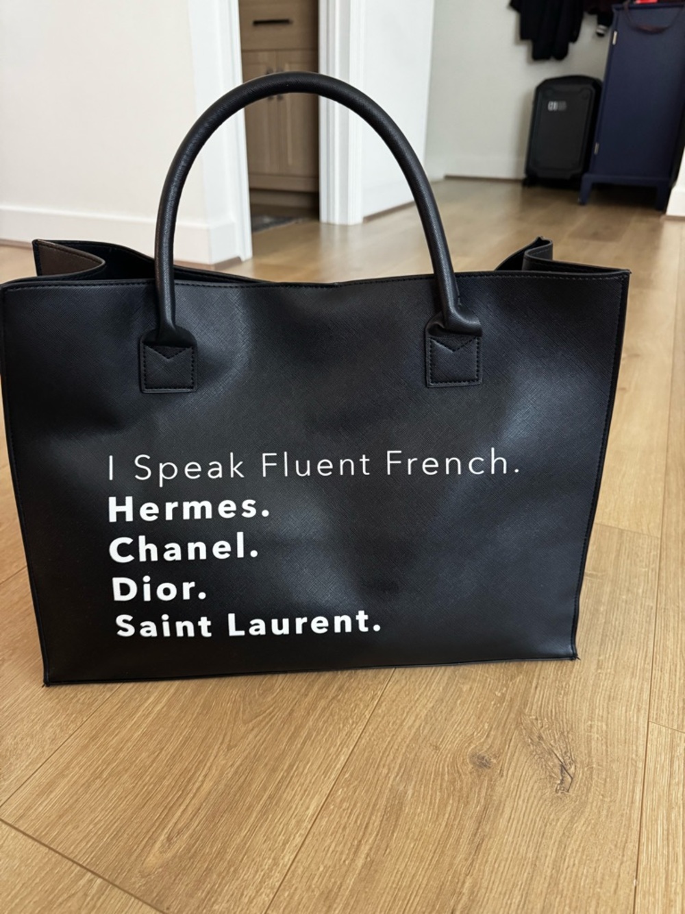 LATC Black Designer Print Tote Bag - Picture 2 of 4